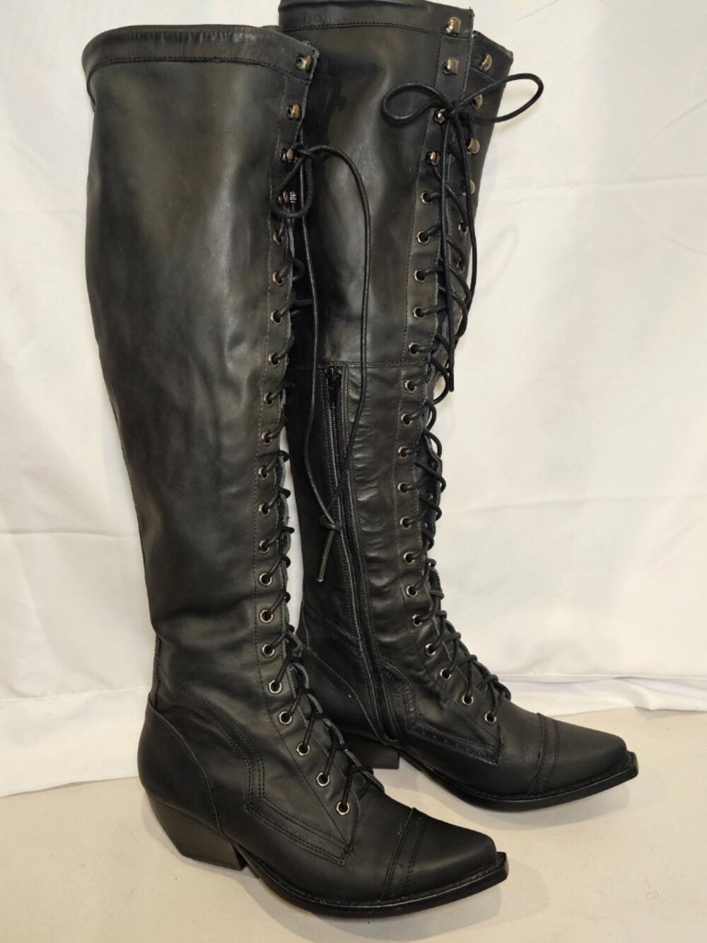 Free People x Jeffrey Campbell Over Knee Leather Boots Women's Sz 8